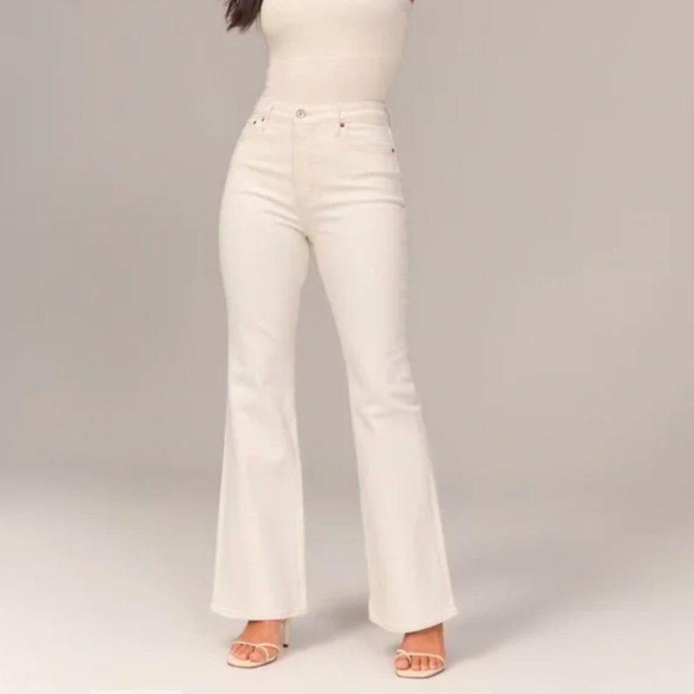 Abercrombie & Fitch White Flare Wide-Leg Jeans